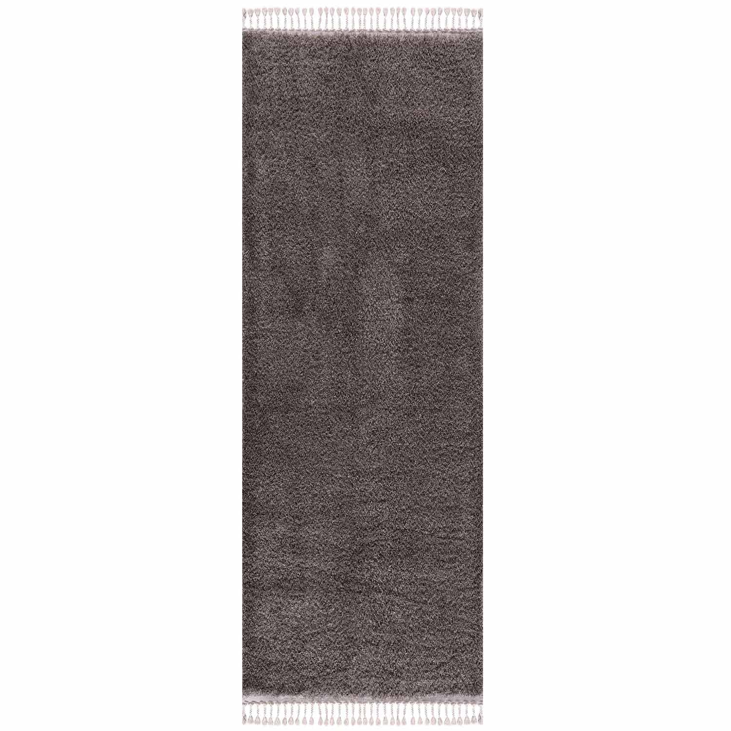 Tapis moelleux à franges tressées - Gris – STUDIO DECO