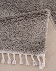Tapis moelleux à franges tressées - Gris – STUDIO DECO
