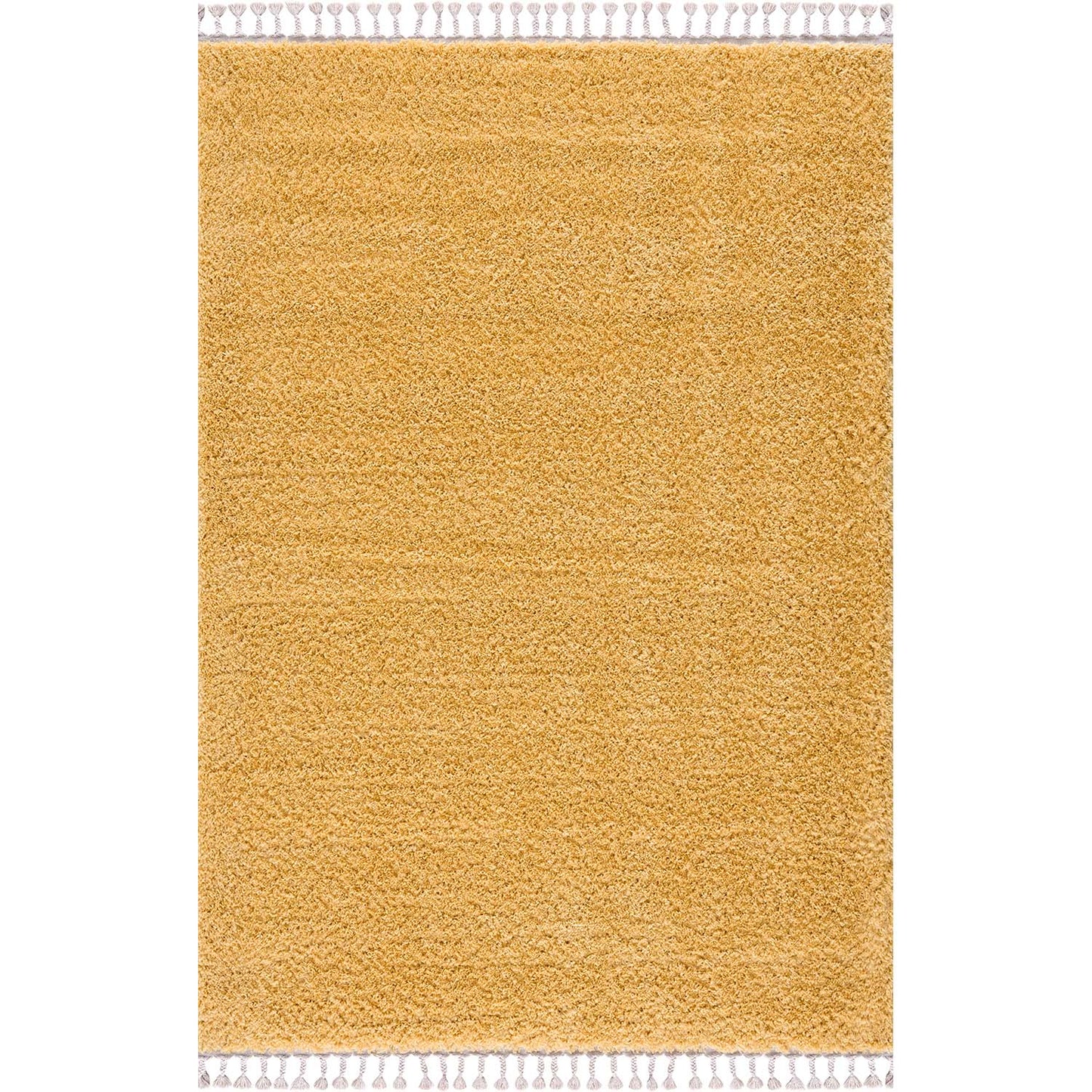 Tapis moelleux à franges tressées - Jaune