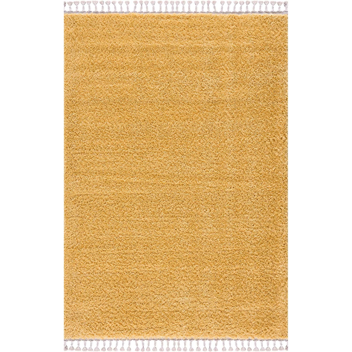 Tapis moelleux à franges tressées - Jaune – STUDIO DECO