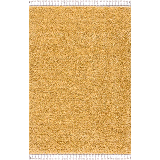 Tapis moelleux à franges tressées - Jaune