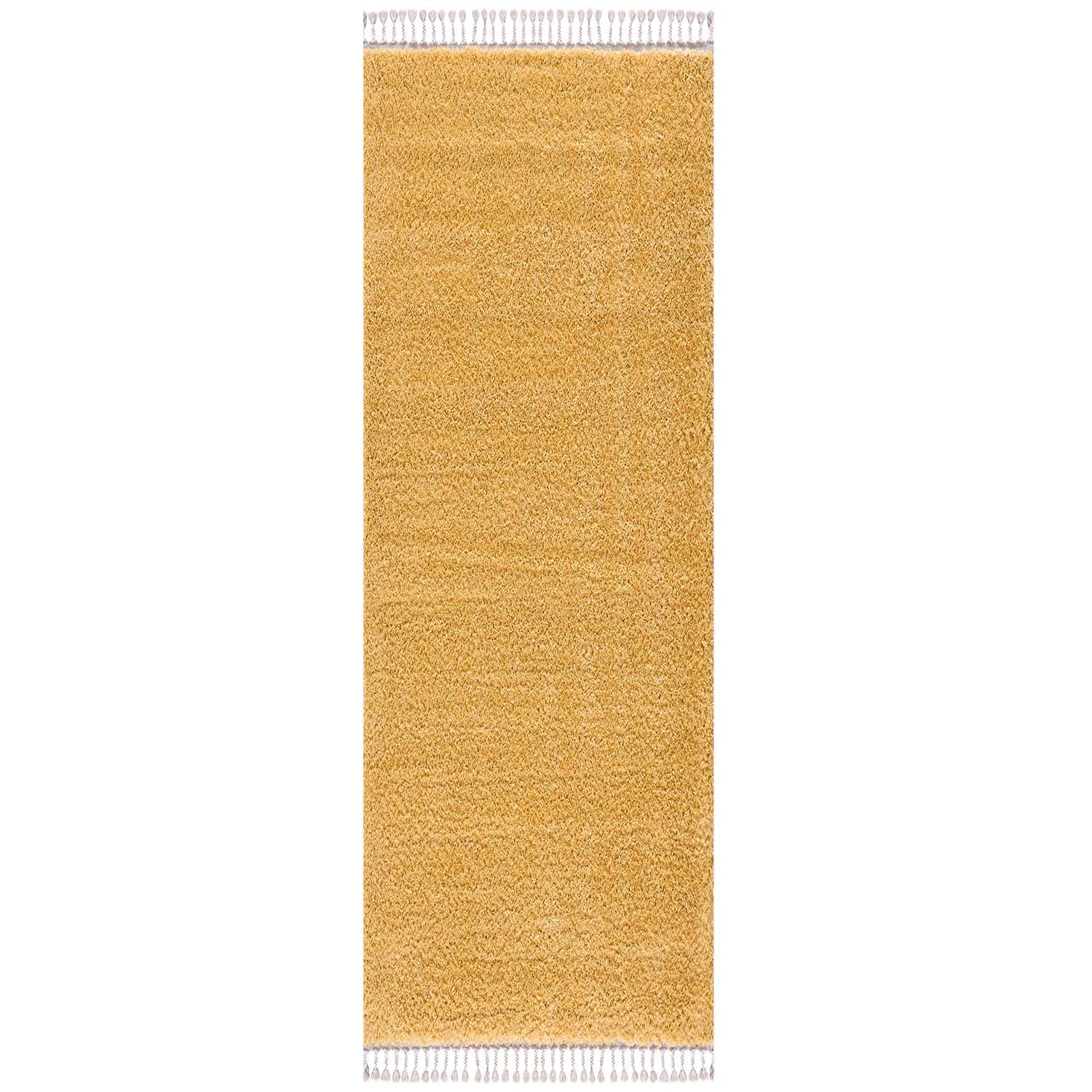 Tapis moelleux à franges tressées - Jaune – STUDIO DECO