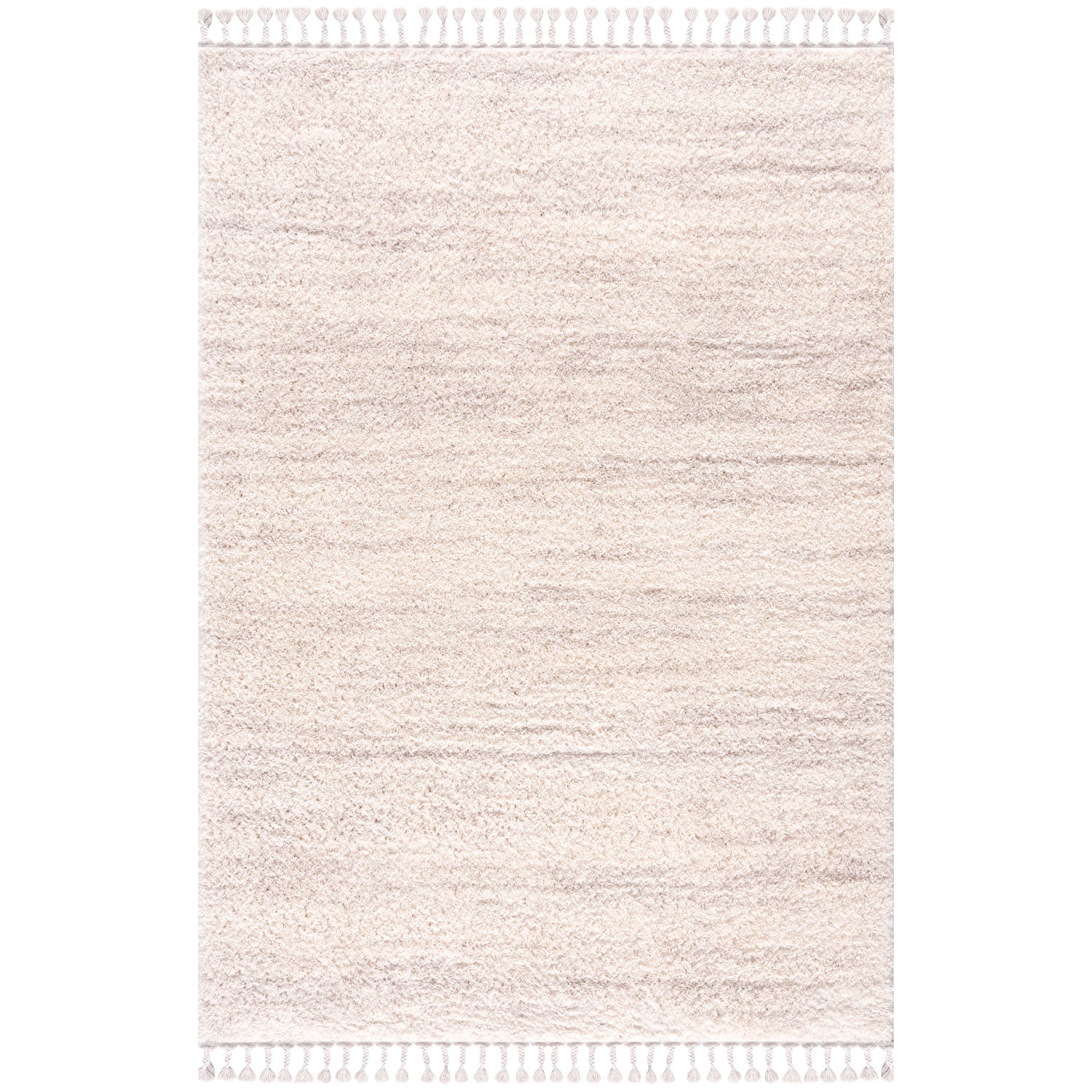 Tapis moelleux chiné à franges tressées - Ecru – STUDIO DECO