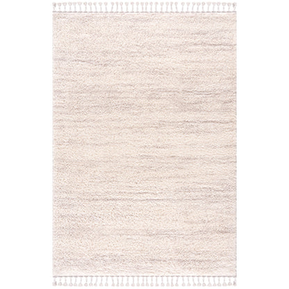 Tapis moelleux chiné à franges tressées - Ecru