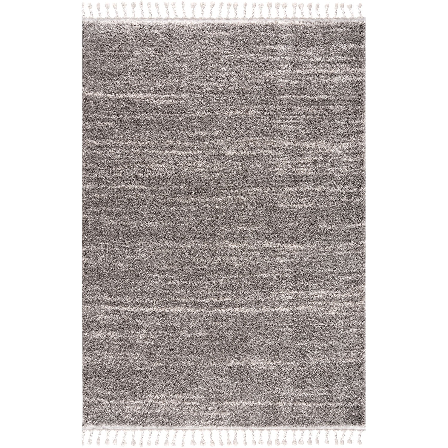 Tapis moelleux chiné à franges tressées - Gris – STUDIO DECO