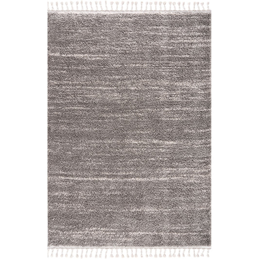 Tapis moelleux à franges tressées Gris