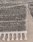 Tapis moelleux chiné à franges tressées - Gris – STUDIO DECO