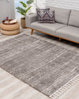 Tapis moelleux chiné à franges tressées - Gris – STUDIO DECO