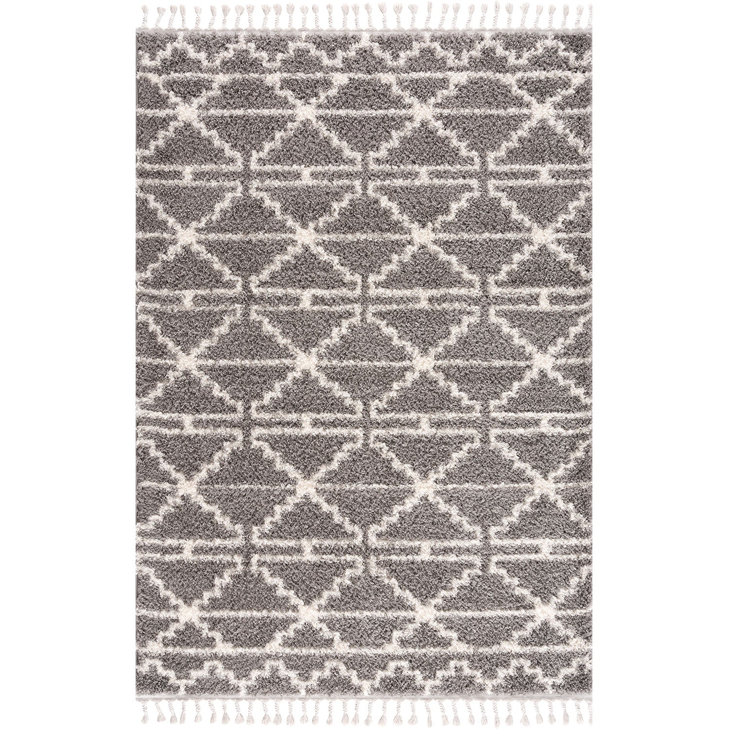 Tapis moelleux à franges tressées Rust - Gris – STUDIO DECO