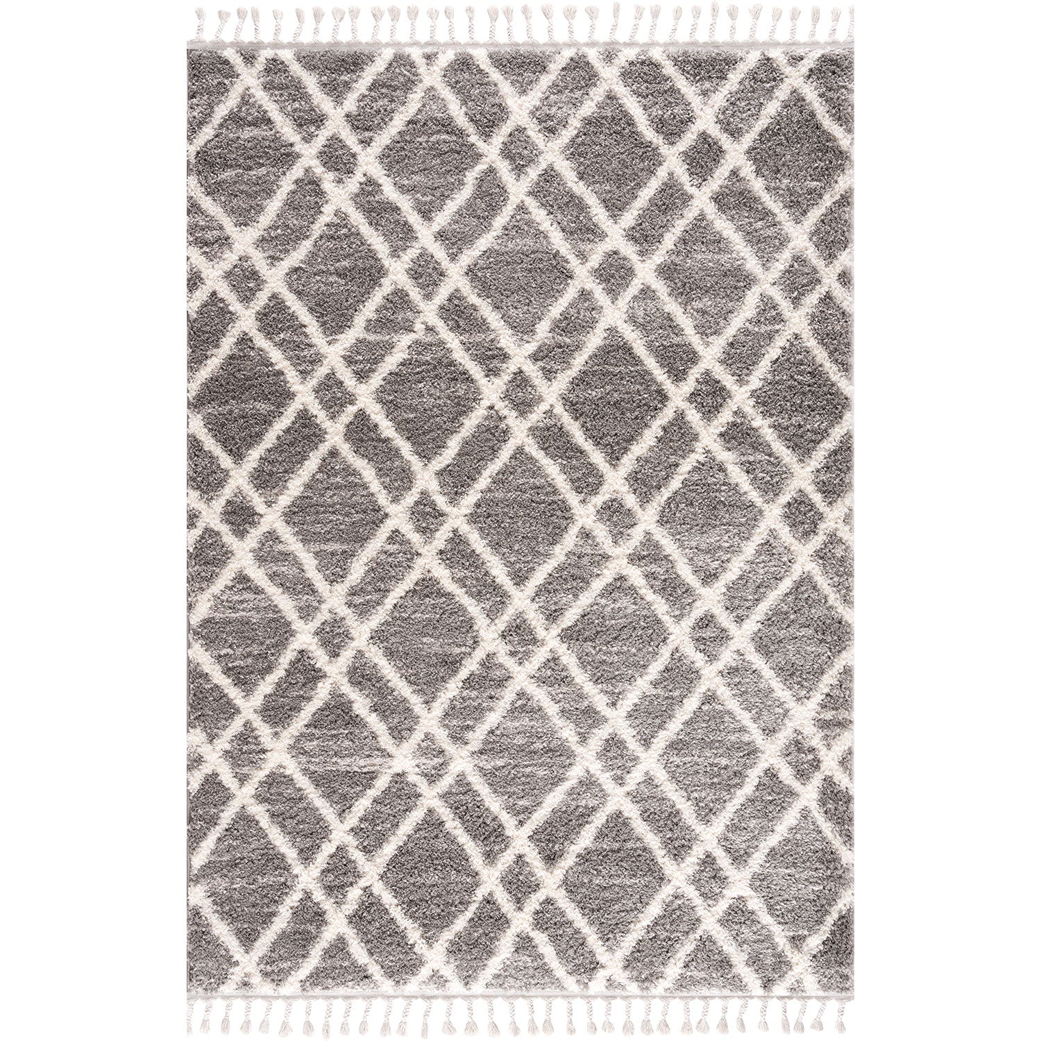 Tapis moelleux à franges tressées Berbère - Gris – STUDIO DECO