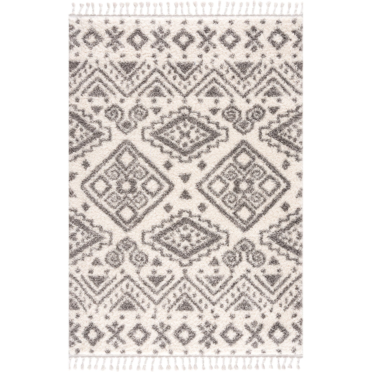 Tapis moelleux à franges tressées Berbère - Crème – STUDIO DECO