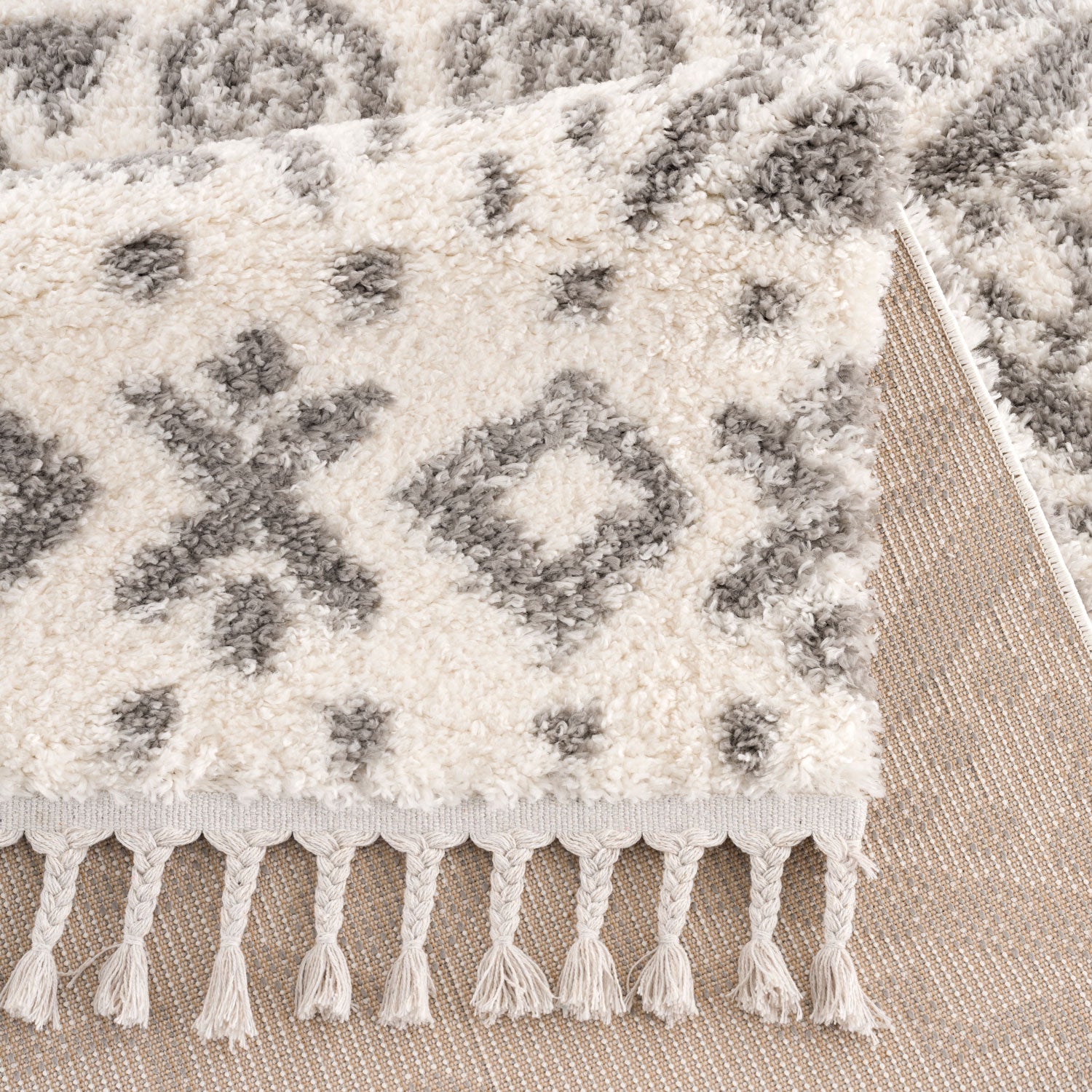 Tapis moelleux à franges tressées Berbère - Crème – STUDIO DECO