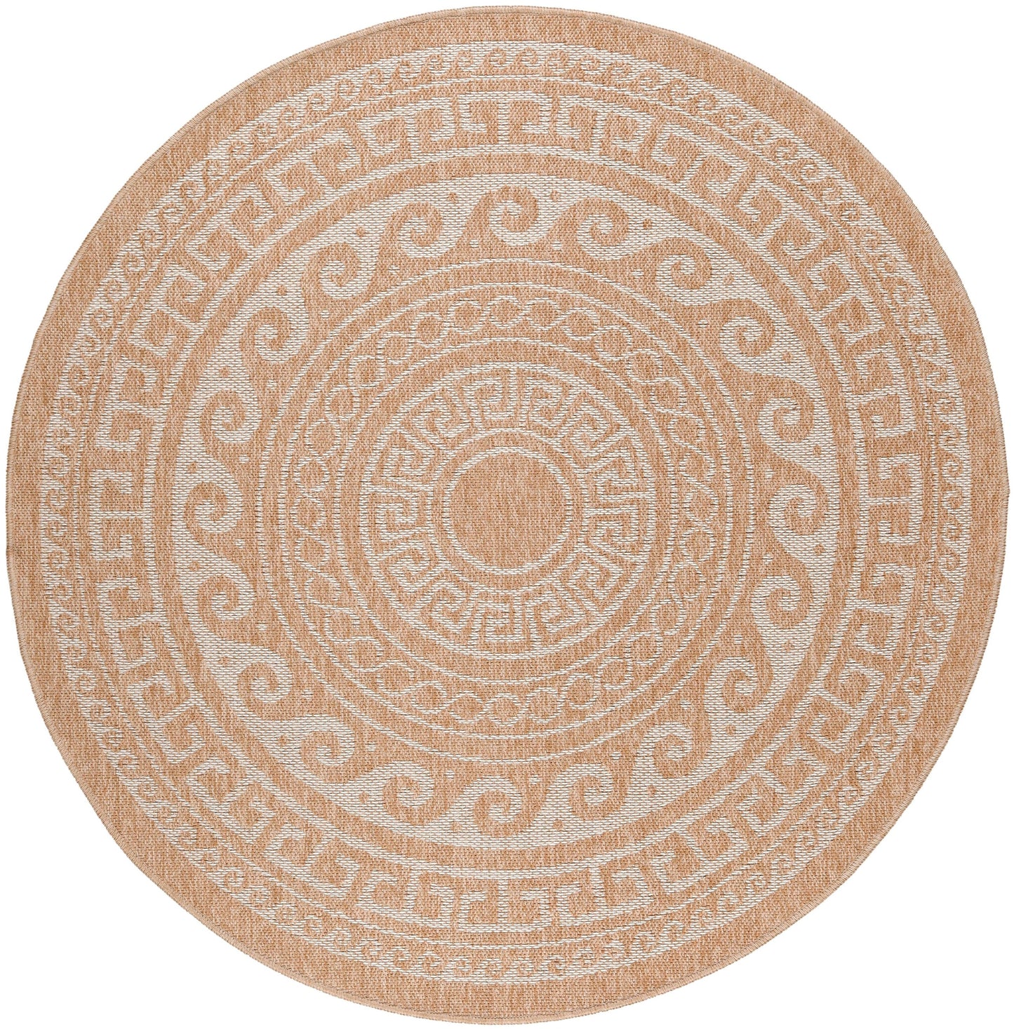 Tapis rond Naturel aspect jute Motif Beige Crème