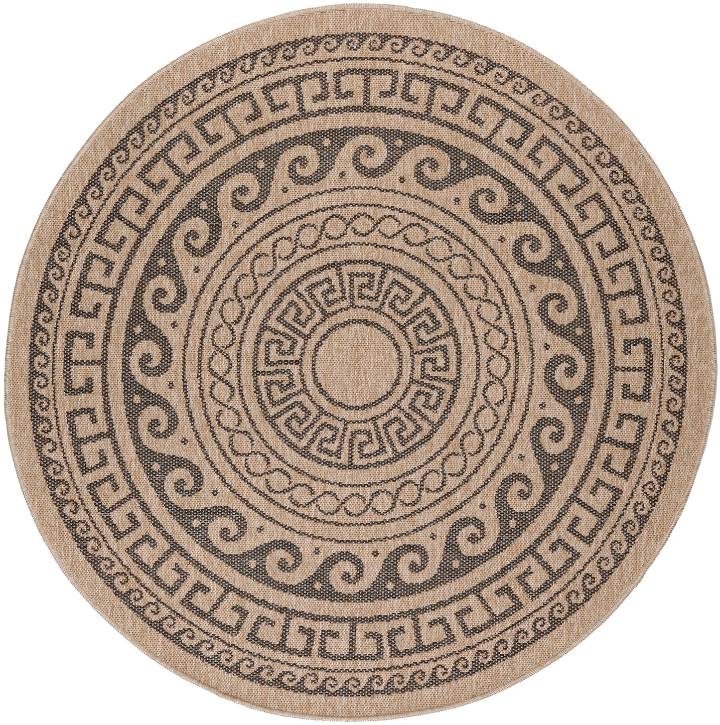 Tapis rond Naturel aspect jute Motif Beige Gris