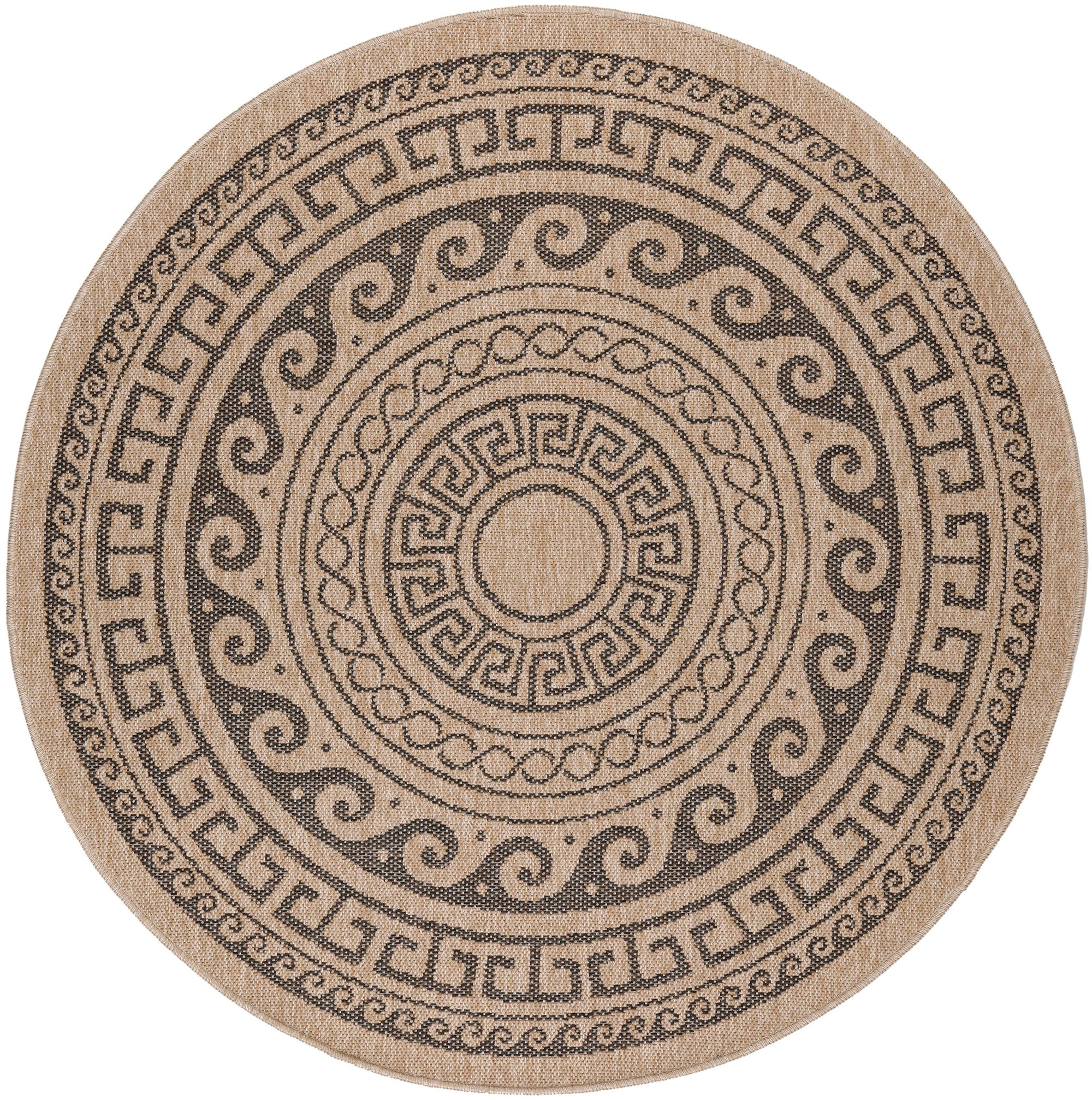 Tapis rond Naturel aspect jute Motif Beige Gris – STUDIO DECO