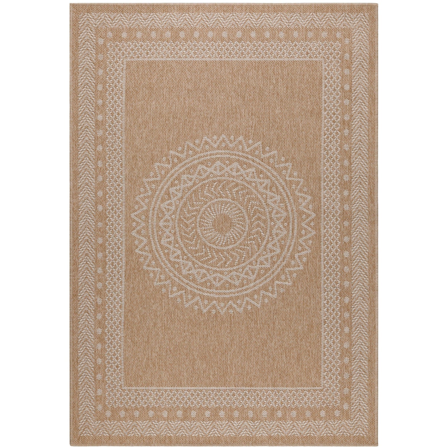 Tapis Naturel aspect jute motifs géométrique Beige et Crème