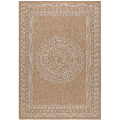 Tapis Naturel aspect jute motifs géométrique Beige et Crème