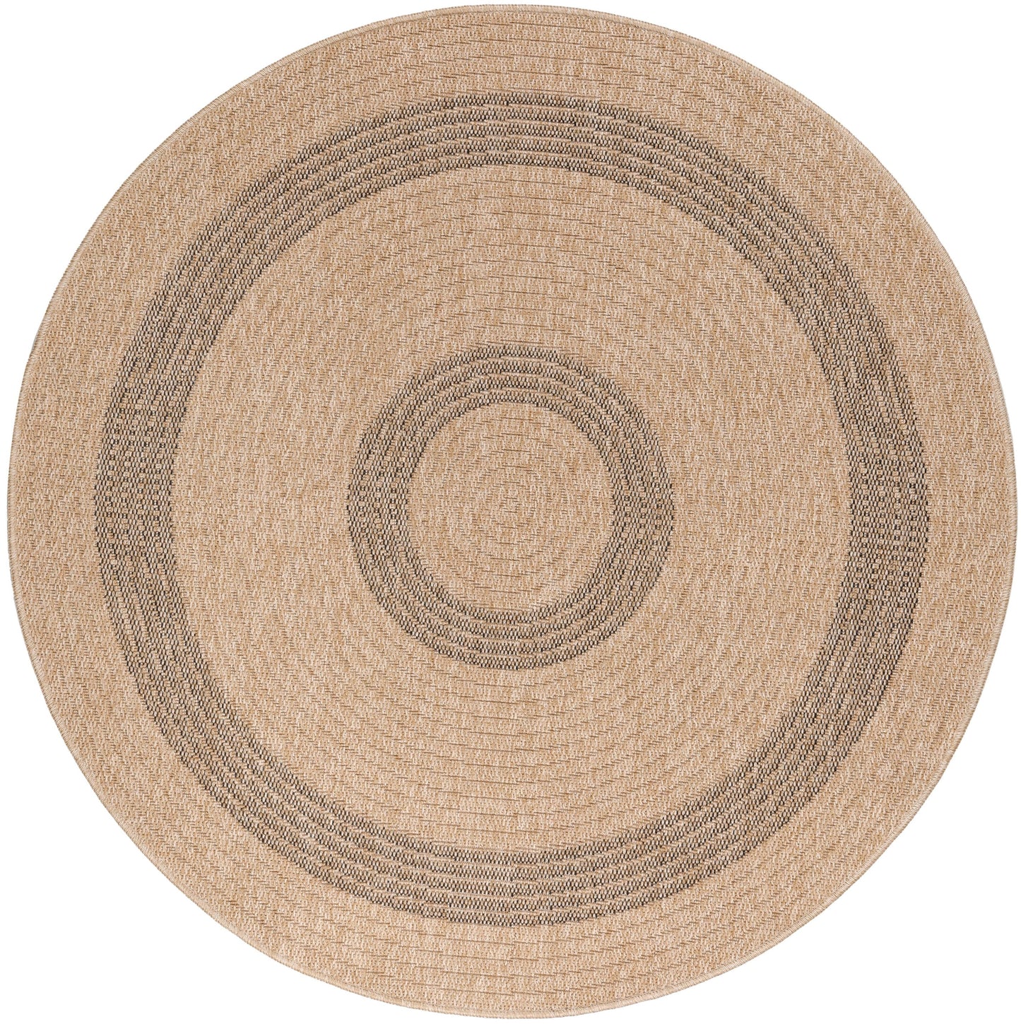 Tapis rond Naturel aspect jute Beige Gris