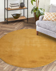 Tapis de Fourrure Rond Velours Ambre – STUDIO DECO