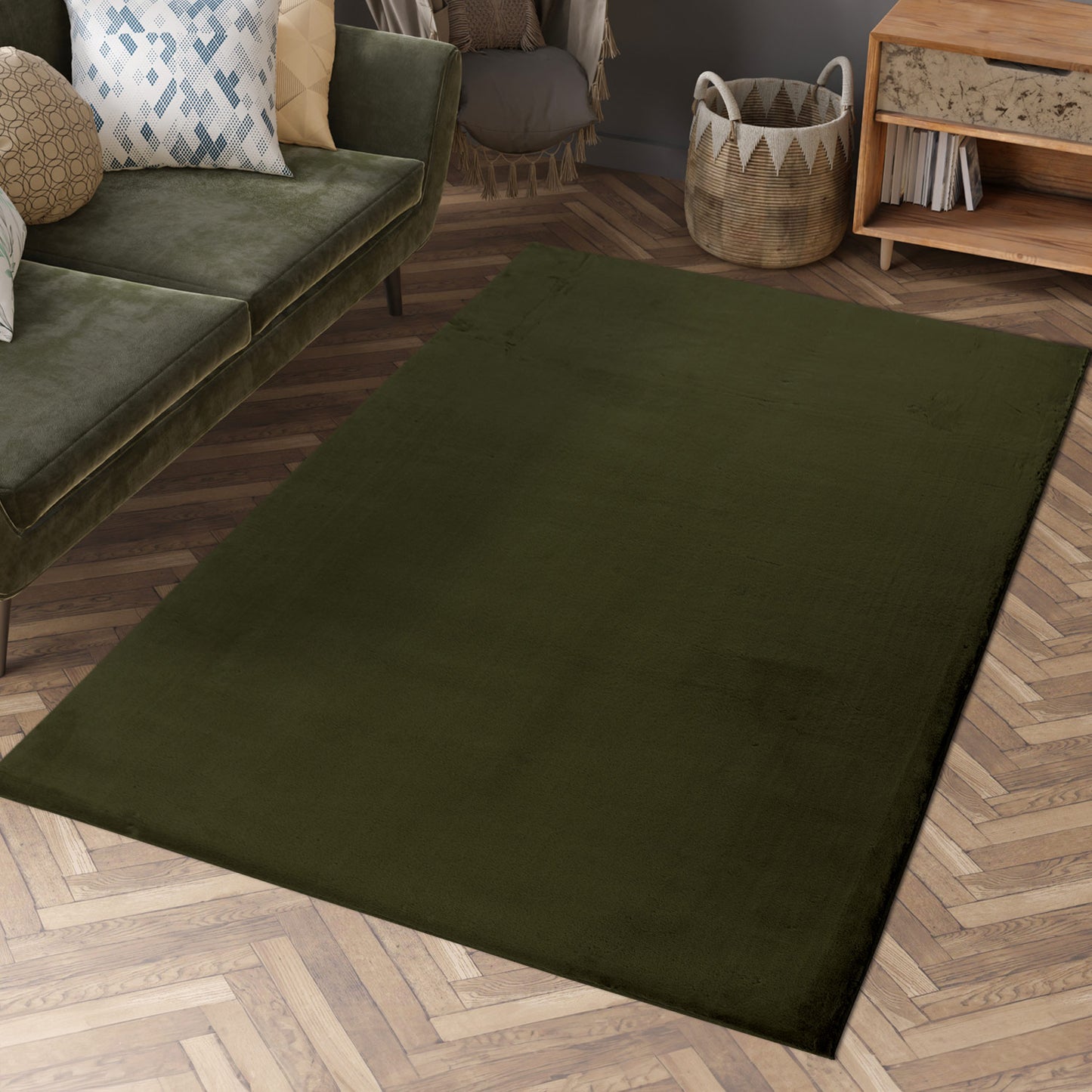 Tapis de Fourrure Velours - Vert Forêt