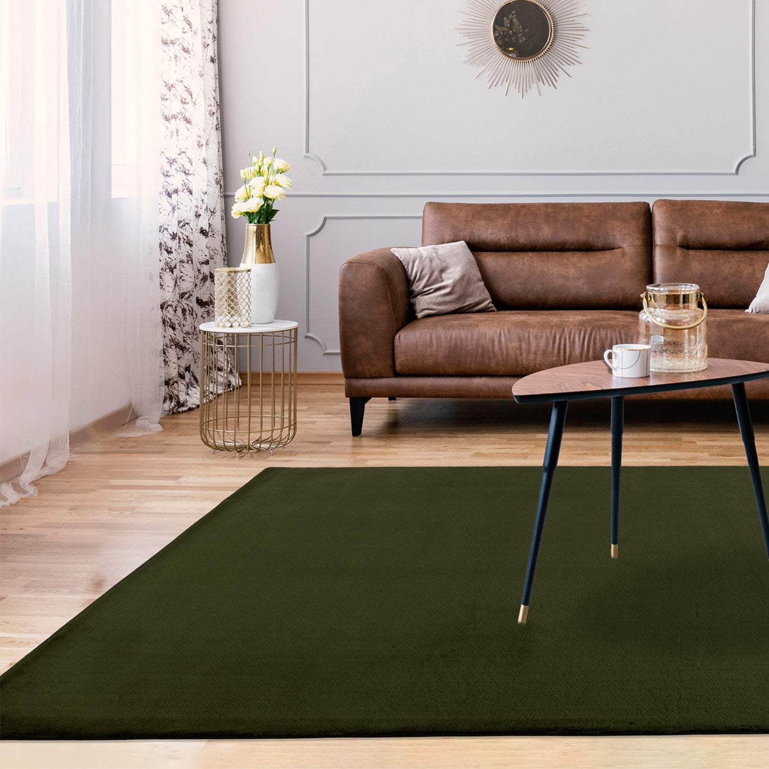 Tapis de Fourrure Velours - Vert Forêt – STUDIO DECO