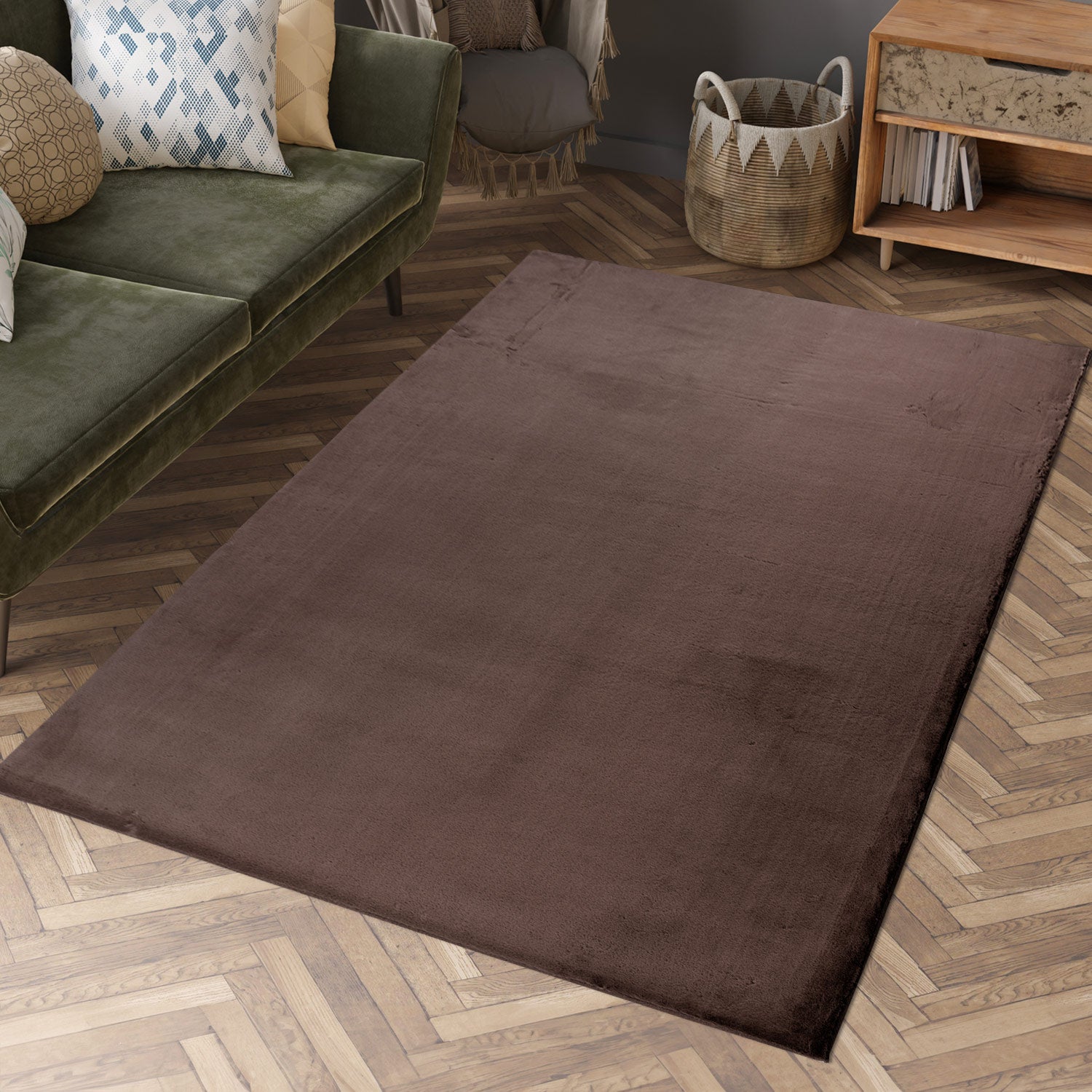 Tapis de Fourrure Velours - Marron – STUDIO DECO