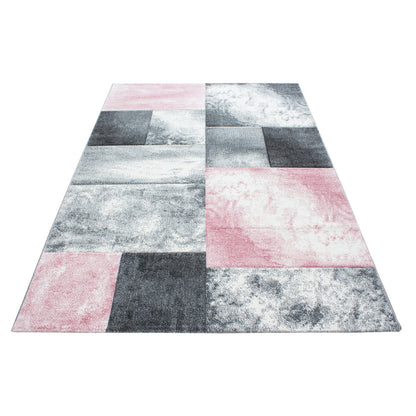 Tapis Géométrique effet vieilli - Gris et Rose