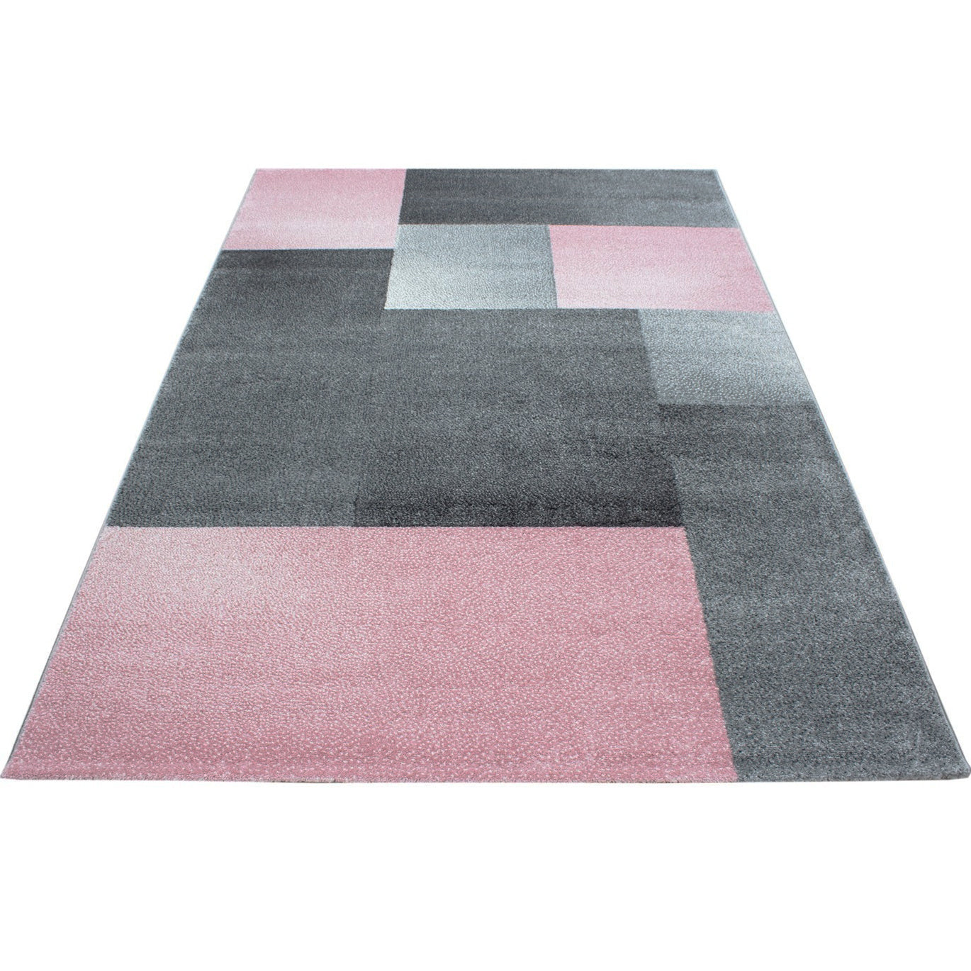 Tapis Géométrique effet pastel - Rose et Gris