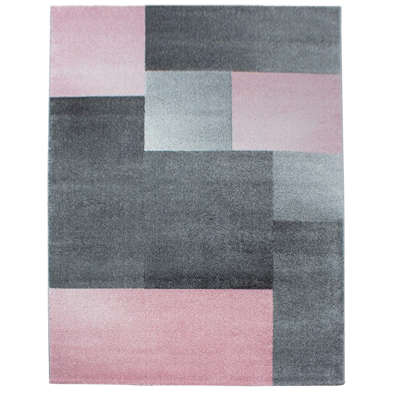 Tapis Géométrique effet pastel - Rose et Gris