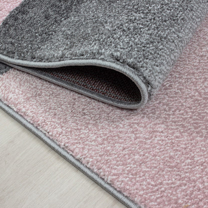 Tapis Géométrique effet pastel - Rose et Gris