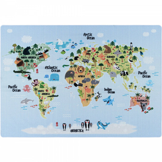 Tapis Enfant Lavable CARTE DU MONDE