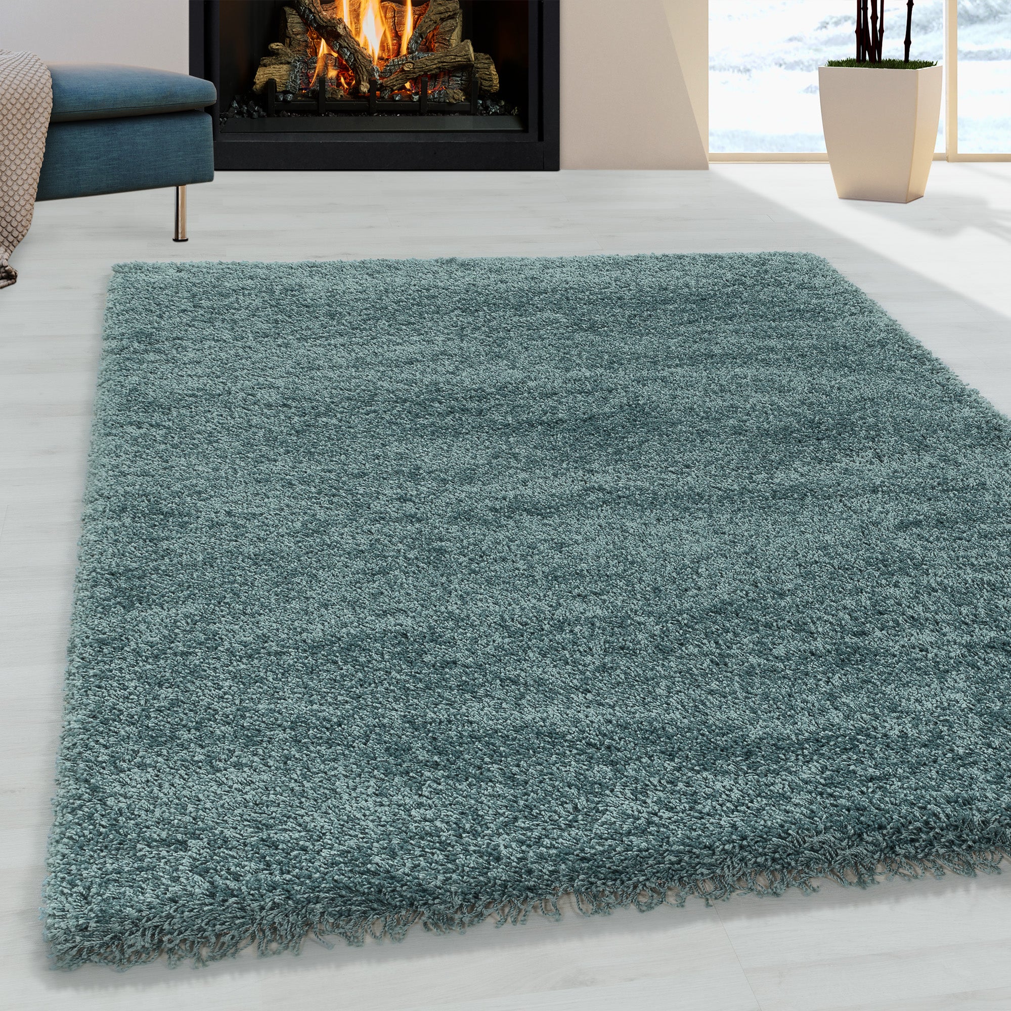 Tapis à poils longs doux - Bleu – STUDIO DECO