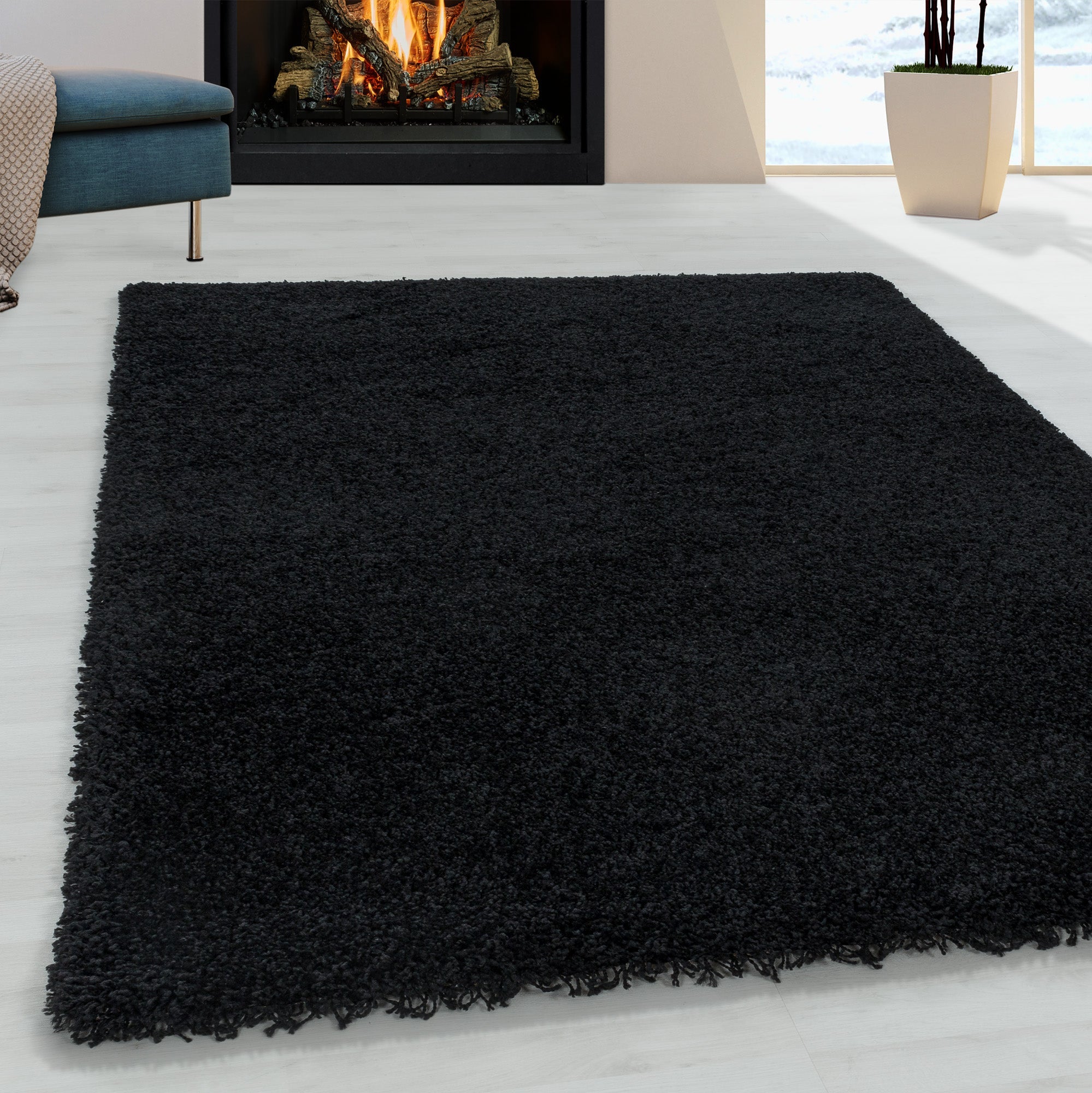 Tapis à poils longs doux - Noir – STUDIO DECO