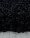 Tapis Rond à poils longs doux - Noir – STUDIO DECO