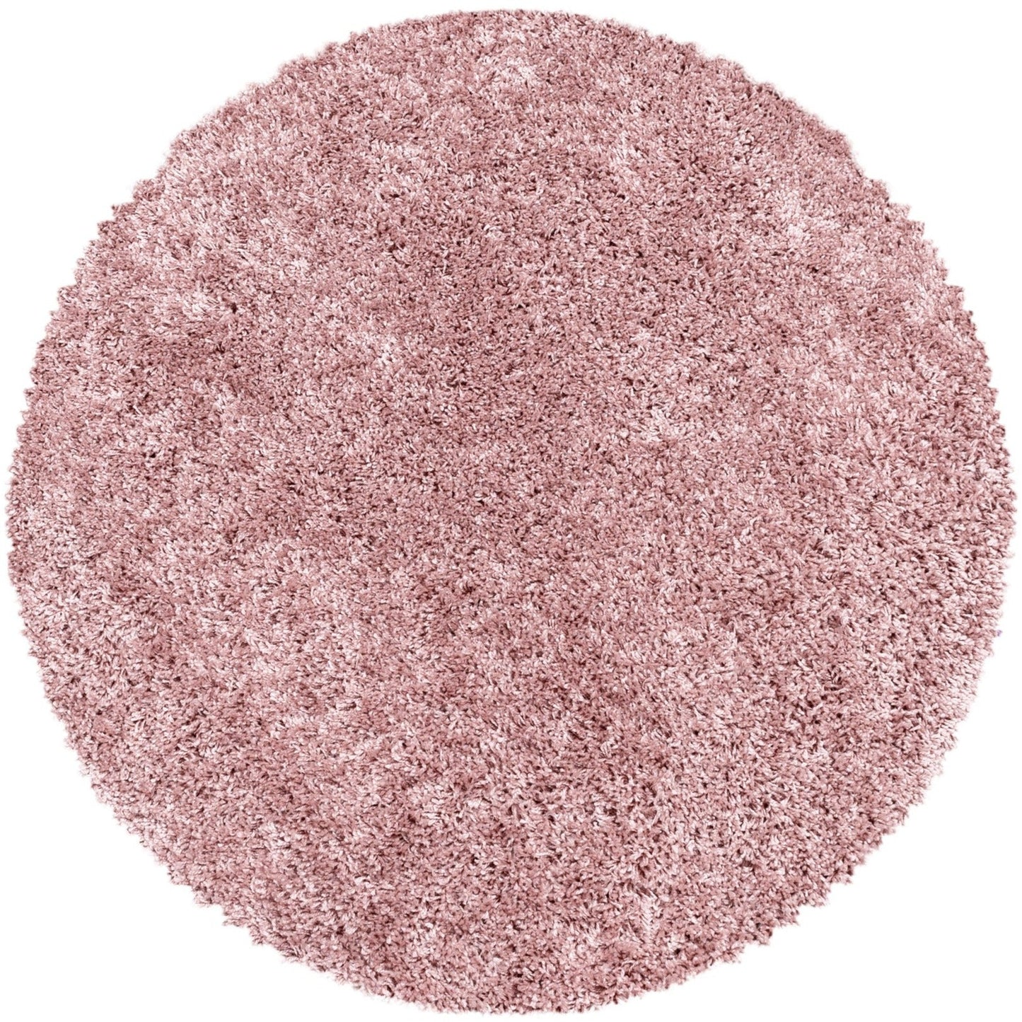 Tapis Rond à poils longs doux - Rose