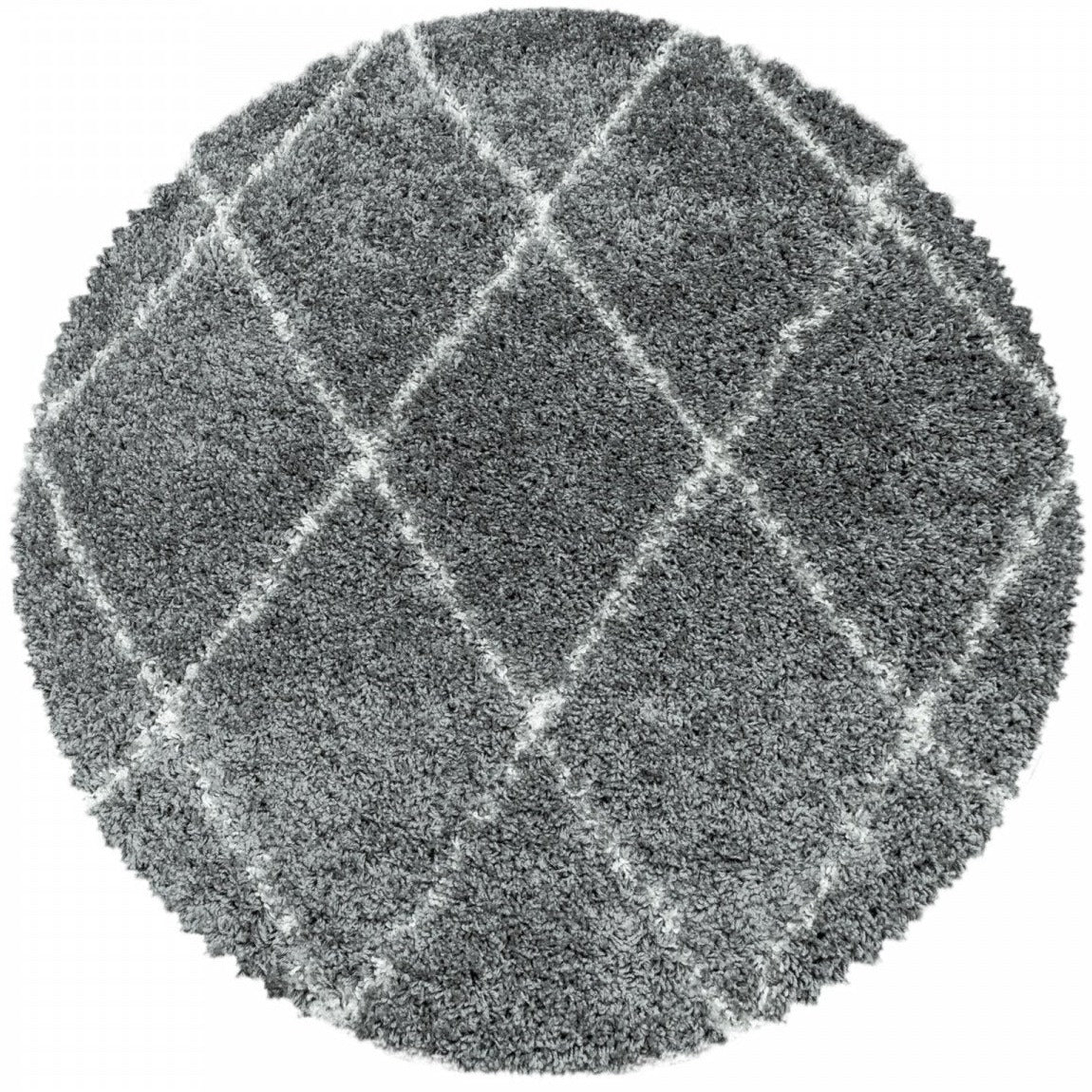 Tapis Rond de style berbère - Gris et Blanc