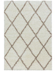 Tapis à poils longs Ivoire et motifs losanges Beige – STUDIO DECO