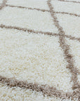 Tapis à poils longs Ivoire et motifs losanges Beige – STUDIO DECO