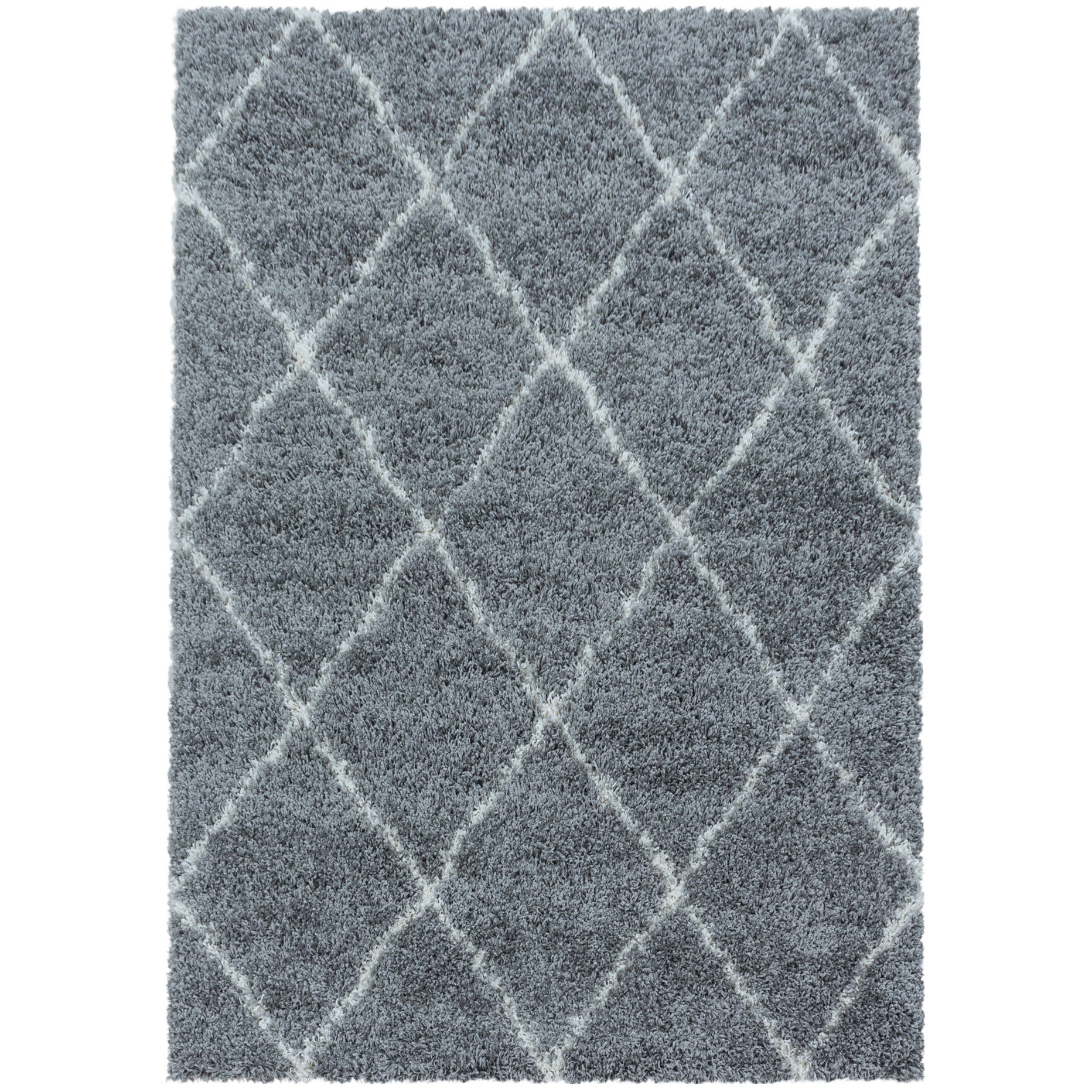Tapis à poils longs Gris et motifs losanges Blanc – STUDIO DECO