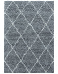 Tapis à poils longs Gris et motifs losanges Blanc – STUDIO DECO