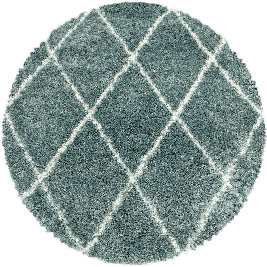 Tapis Rond de style berbère - Bleu et Ivoire