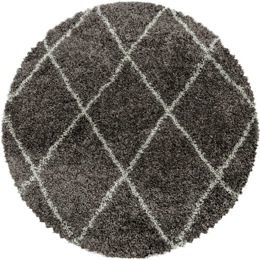 Tapis Rond de style berbère - Taupe et Ivoire