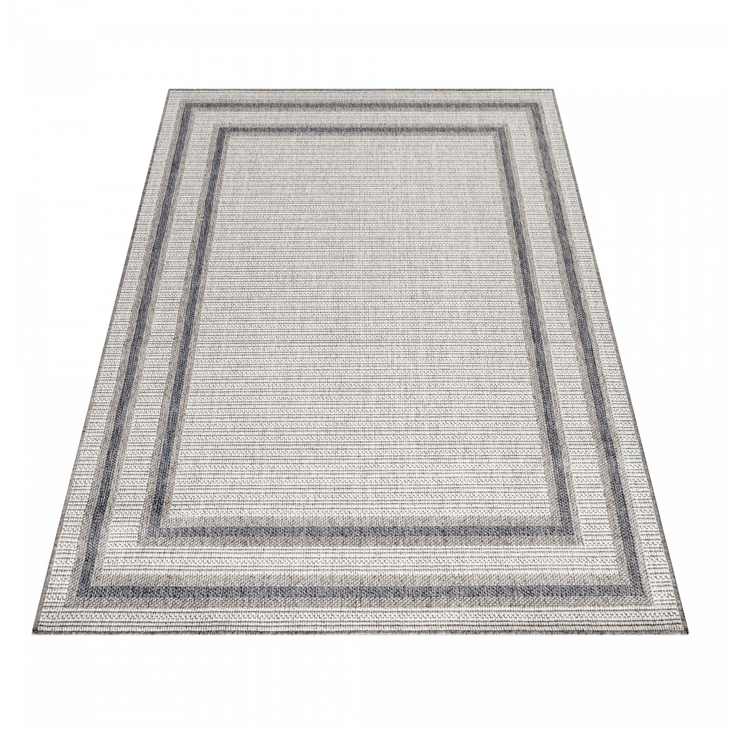 Tapis TOPO Extérieur et Intérieur Tissé Plat - Crème & Gris