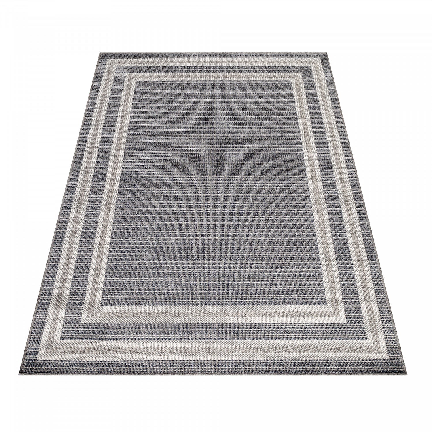 Tapis TOPO Extérieur et Intérieur Tissé Plat - Gris & Crème – STUDIO DECO