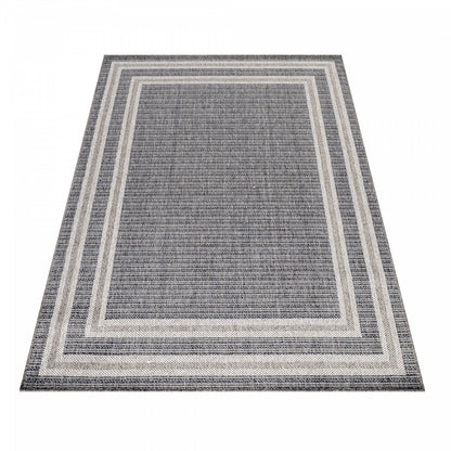 Tapis TOPO Extérieur et Intérieur Tissé Plat - Gris & Crème