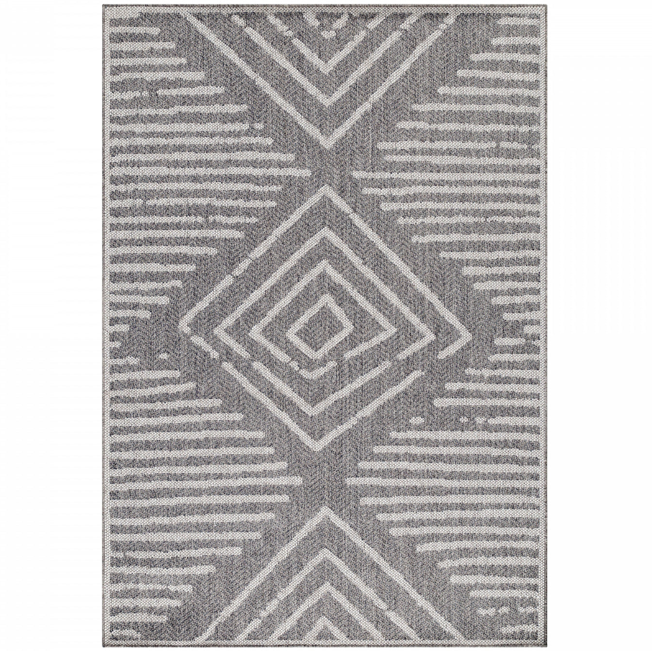 Tapis BERBER Extérieur et Intérieur Tissé Plat - Gris & Crème