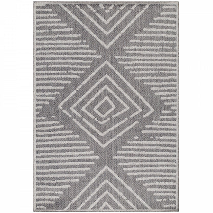 Tapis BERBER Extérieur et Intérieur Tissé Plat - Gris & Crème