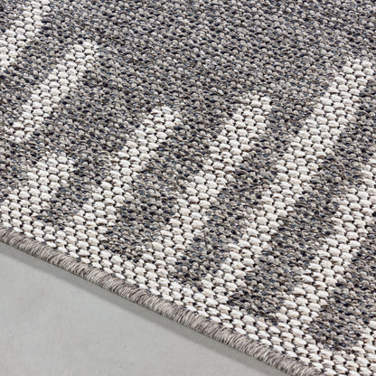 Tapis BERBER Extérieur et Intérieur Tissé Plat - Gris & Crème