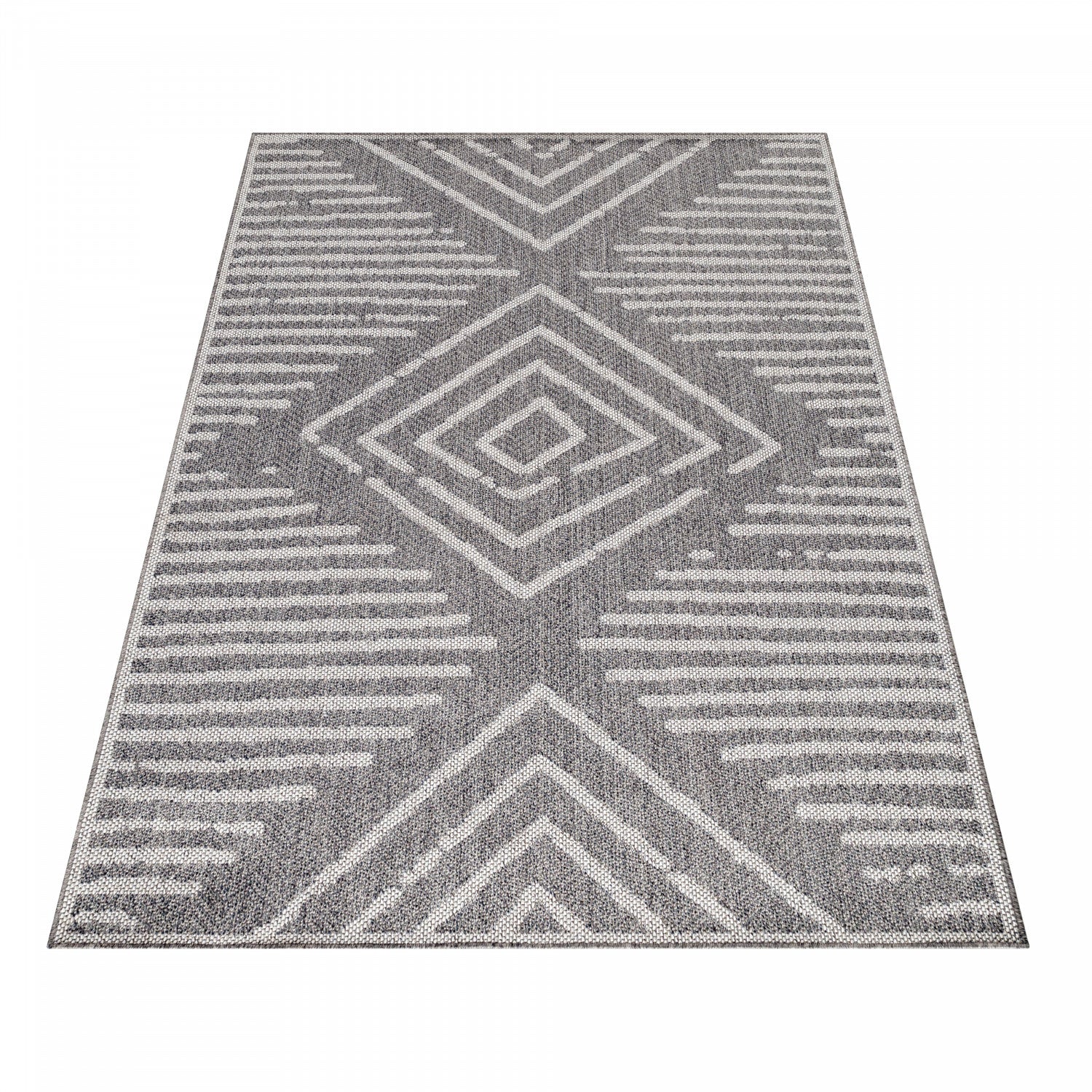 Tapis BERBER Extérieur et Intérieur Tissé Plat - Gris & Crème – STUDIO DECO