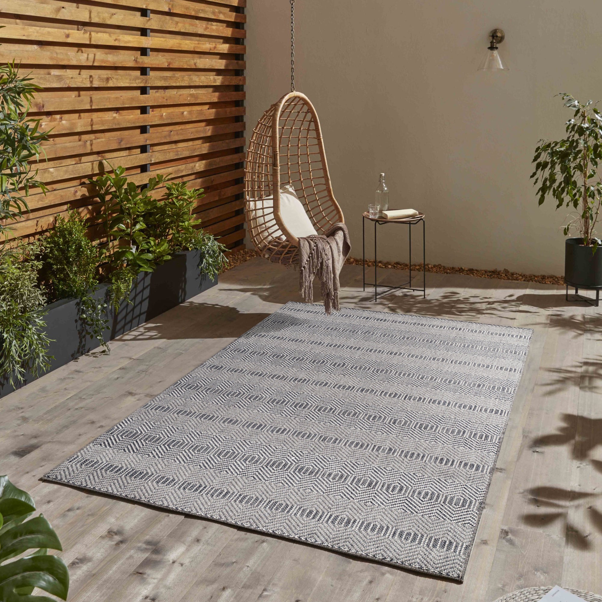 Tapis OVA Extérieur et Intérieur Tissé Plat - Gris & Crème – STUDIO DECO
